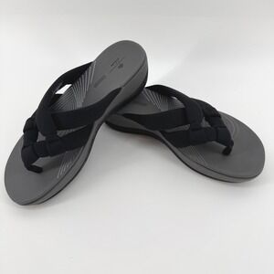 Clarks Cloudsteppers Arla Glison Womens 7 Black Grey Thong Sandals 261410044045